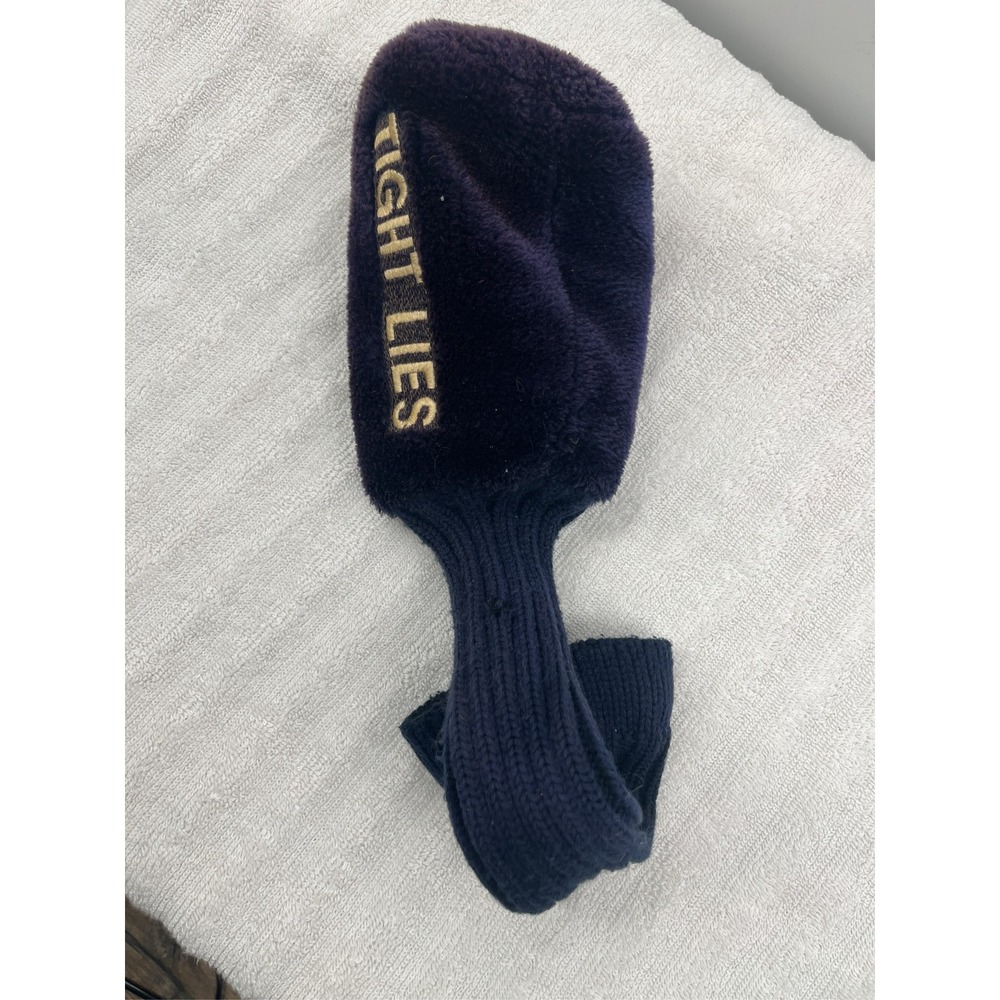 Adams Golf Tight Lies Fairway Wood Headcover Navy Faux Fur Knit Sock Vintage